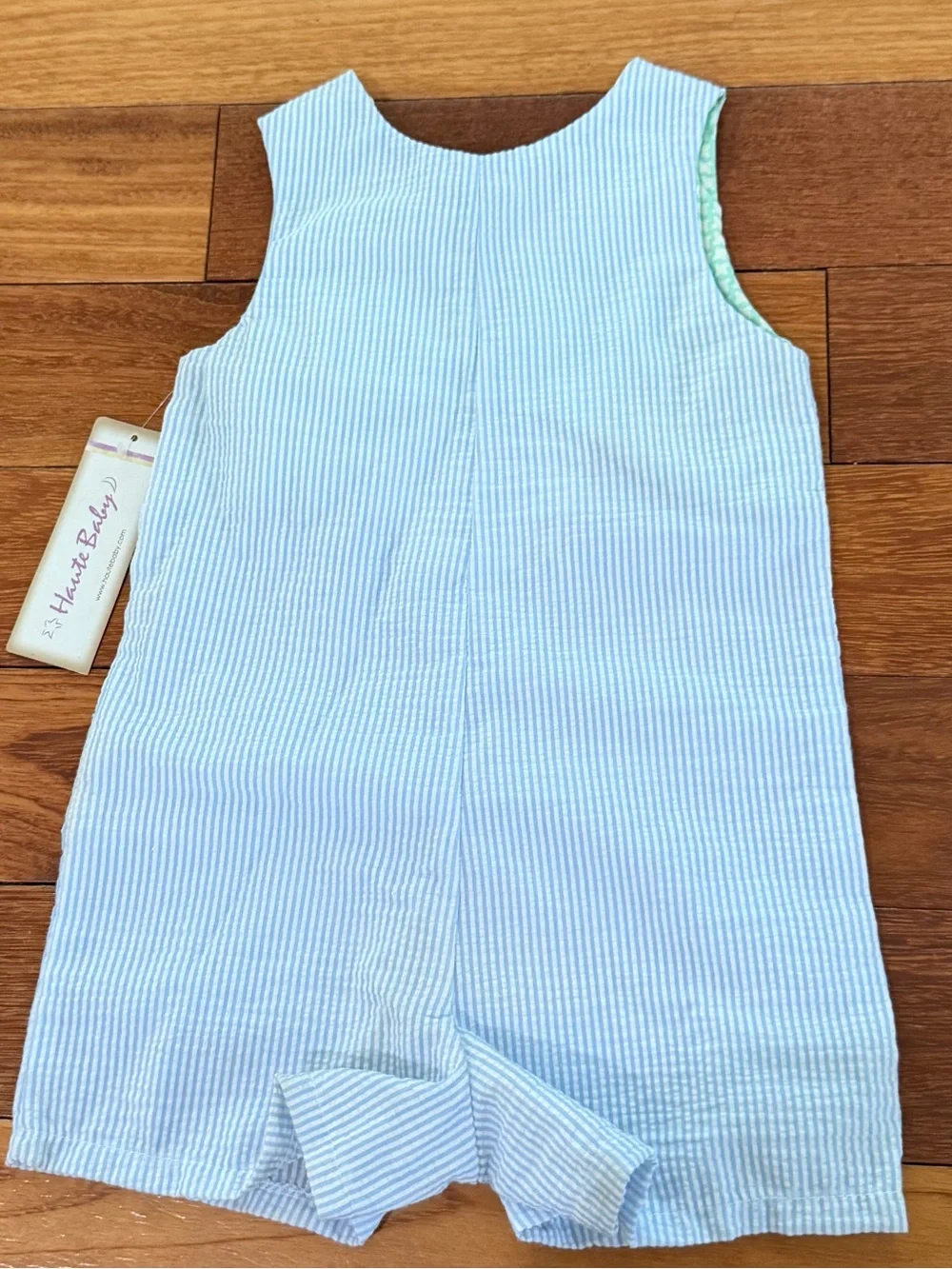Haute Baby Boys Easter Bunny Mustache Seersucker Romper, 2t